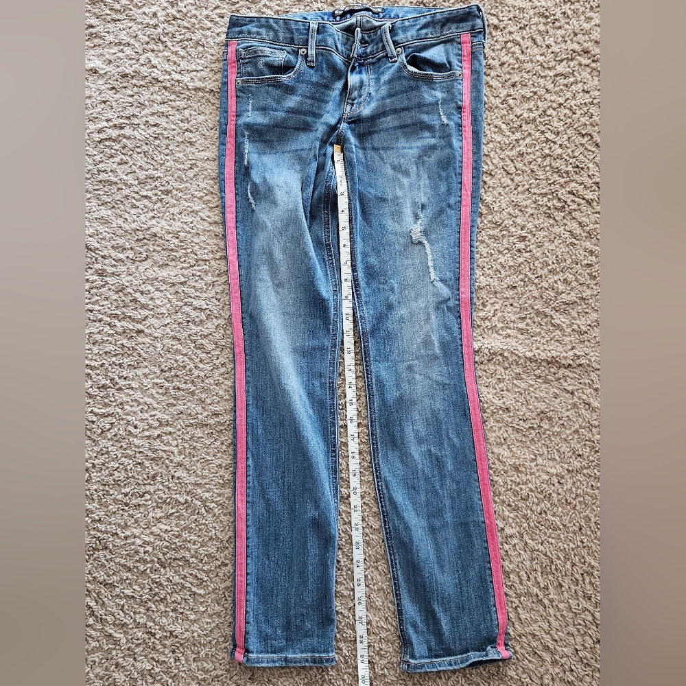 Women’s Blue Denim Jeans with Pink Side Stripe